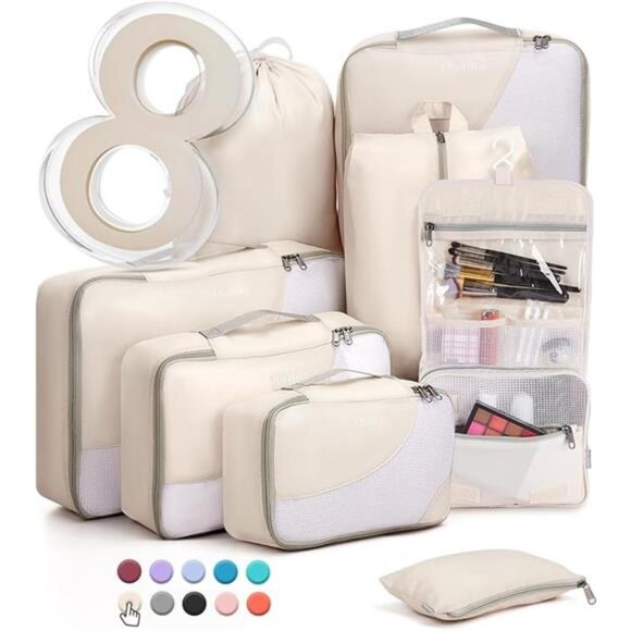 8 Pieces Packing Cubes for Travel, Sturdy Suitcase Organizer in 4 Sizes - Picture 7 of 7